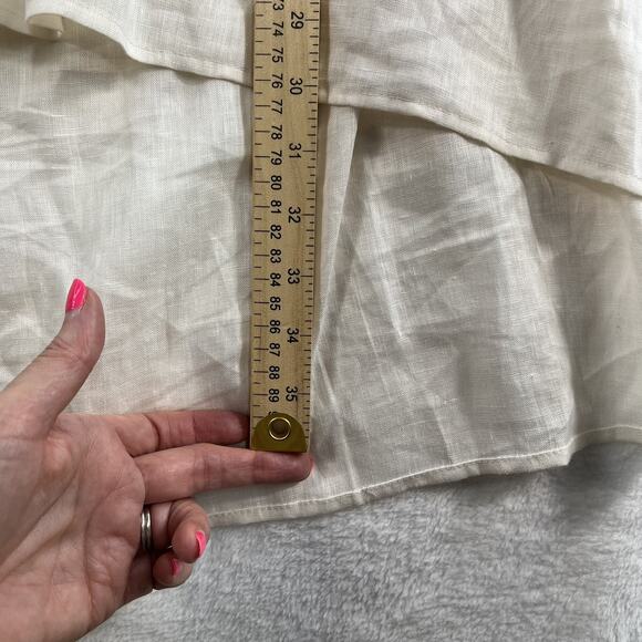 Anne Klein L Large Tunic Top Shirt Linen High Low Blouse Lagenlook Minimalist - Picture 15 of 16